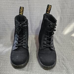 Doc Dr. Martens Kids Girls Sz 3 Black Lace Up Boots Side Zip Air Wair Combs J